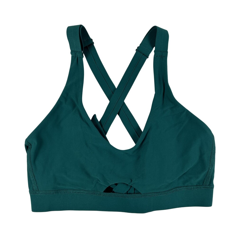 EBW Swim Top Womens XS Green Bralette Bikini Adjustable Crossback Tie Bow